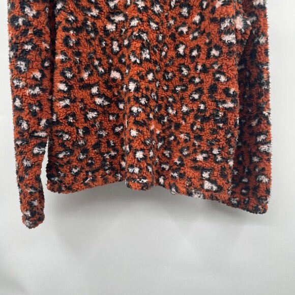 Gingerly Women's Cheetah Print Pullover Fleece Orange/Multi Size L/XL - Picture 3 of 9